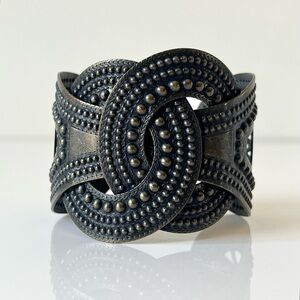 Brass Tone Interwoven Braided Cuff Bracelet